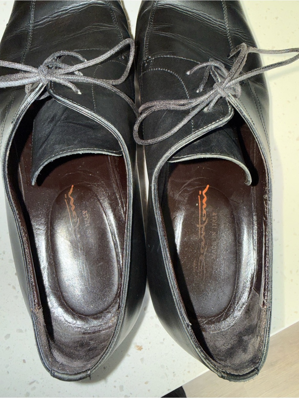 Santoni Black Leather Derby Shoes - Picture 8 of 13